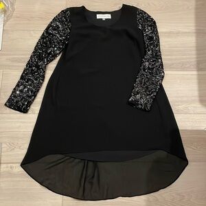 Dress The Population Long Sleeve Sequin Dress Size Small Black Color